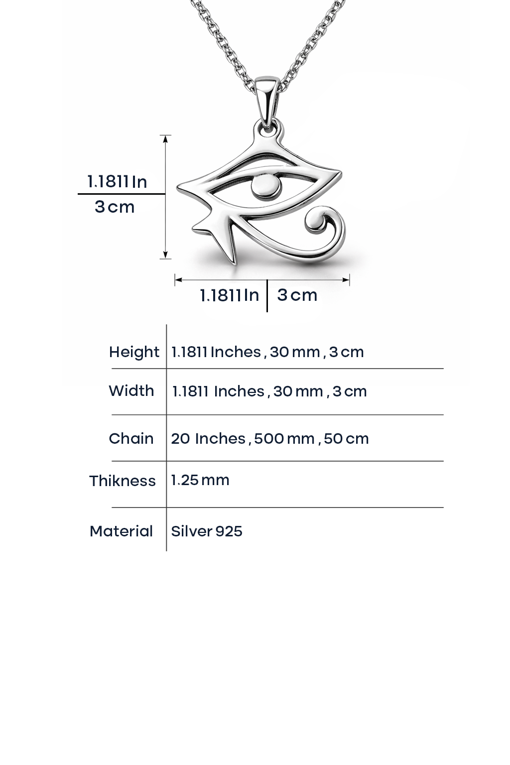 Eye of Horus Necklace - 925 Sterling Silver