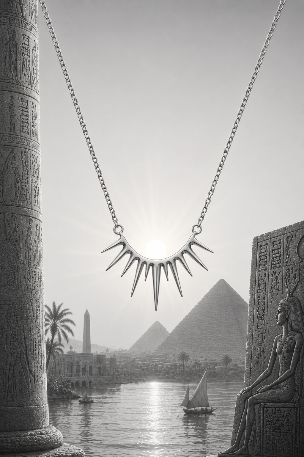 Aten Sun Disk Necklace – 925 Sterling Silver