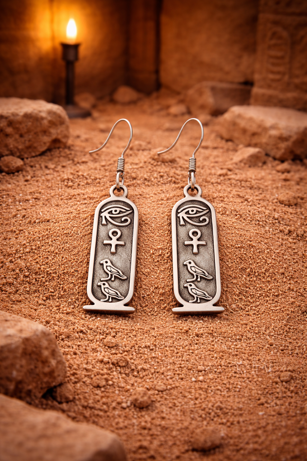Cartouche Earrings - 925 Sterling Silver