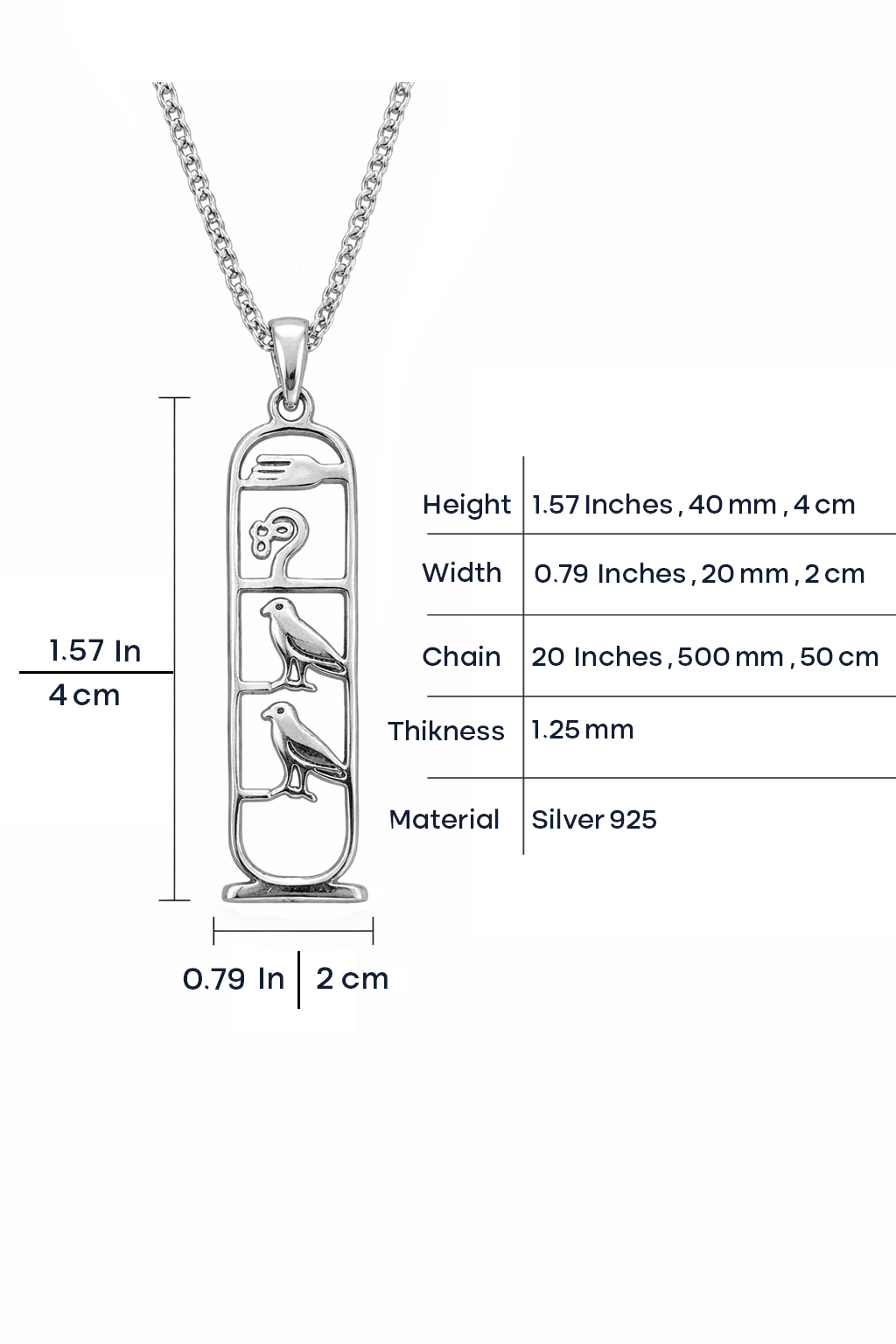 Cartouche Necklace - Personalized 925 Sterling Silver