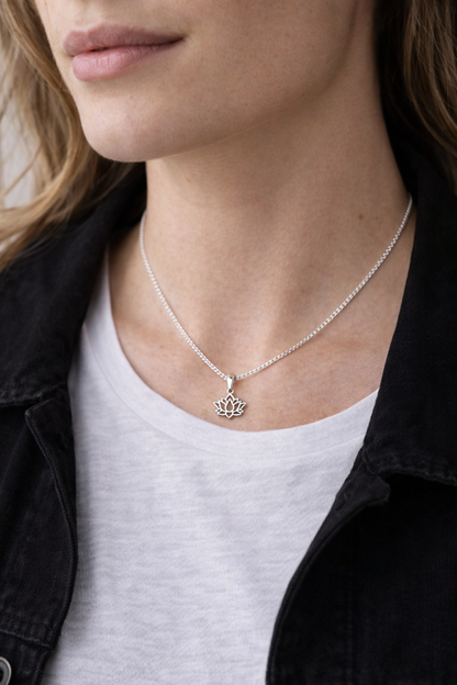Lotus Flower Necklace - 925 Sterling Silver