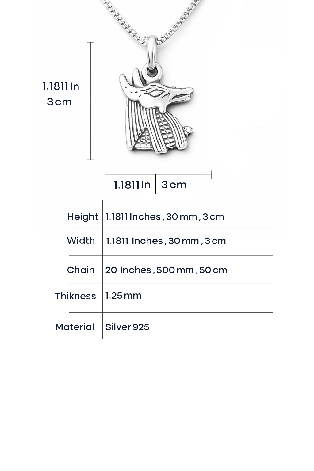 Anubis Necklace - 925 Sterling Silver