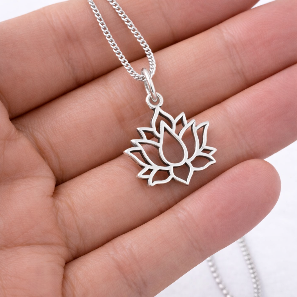 Lotus Flower Necklace - 925 Sterling Silver