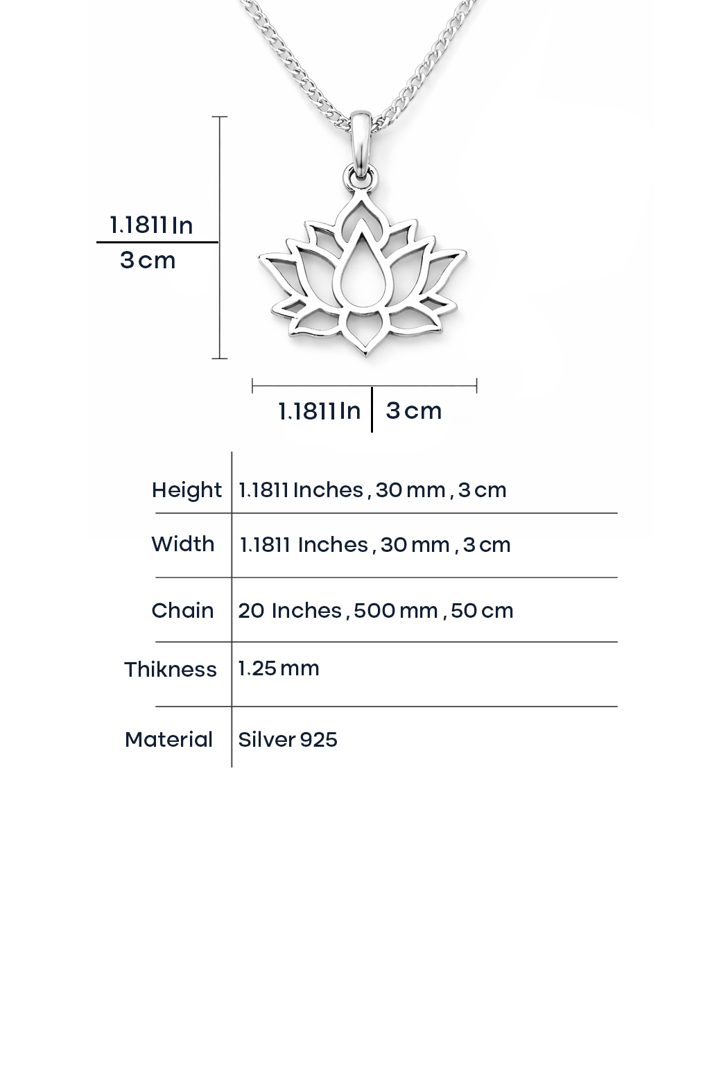 Lotus Flower Necklace - 925 Sterling Silver