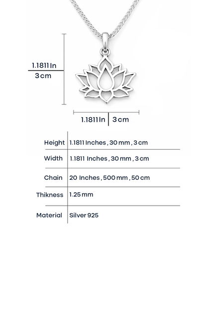 Lotus Flower Necklace - 925 Sterling Silver
