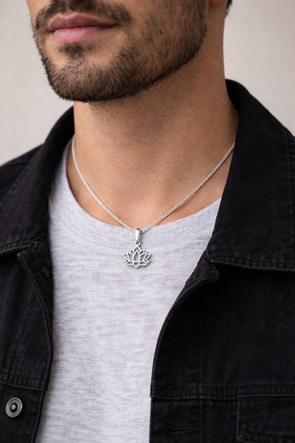 Lotus Flower Necklace - 925 Sterling Silver