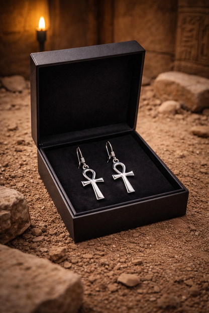 Ankh Earrings - 925 Sterling Silver