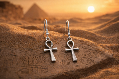 Ankh Earrings - 925 Sterling Silver