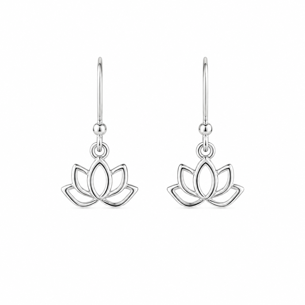 Lotus Earrings in 925 Sterling Silver, Egyptian Lotus Flower Jewelry