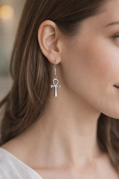 Ankh Earrings - 925 Sterling Silver